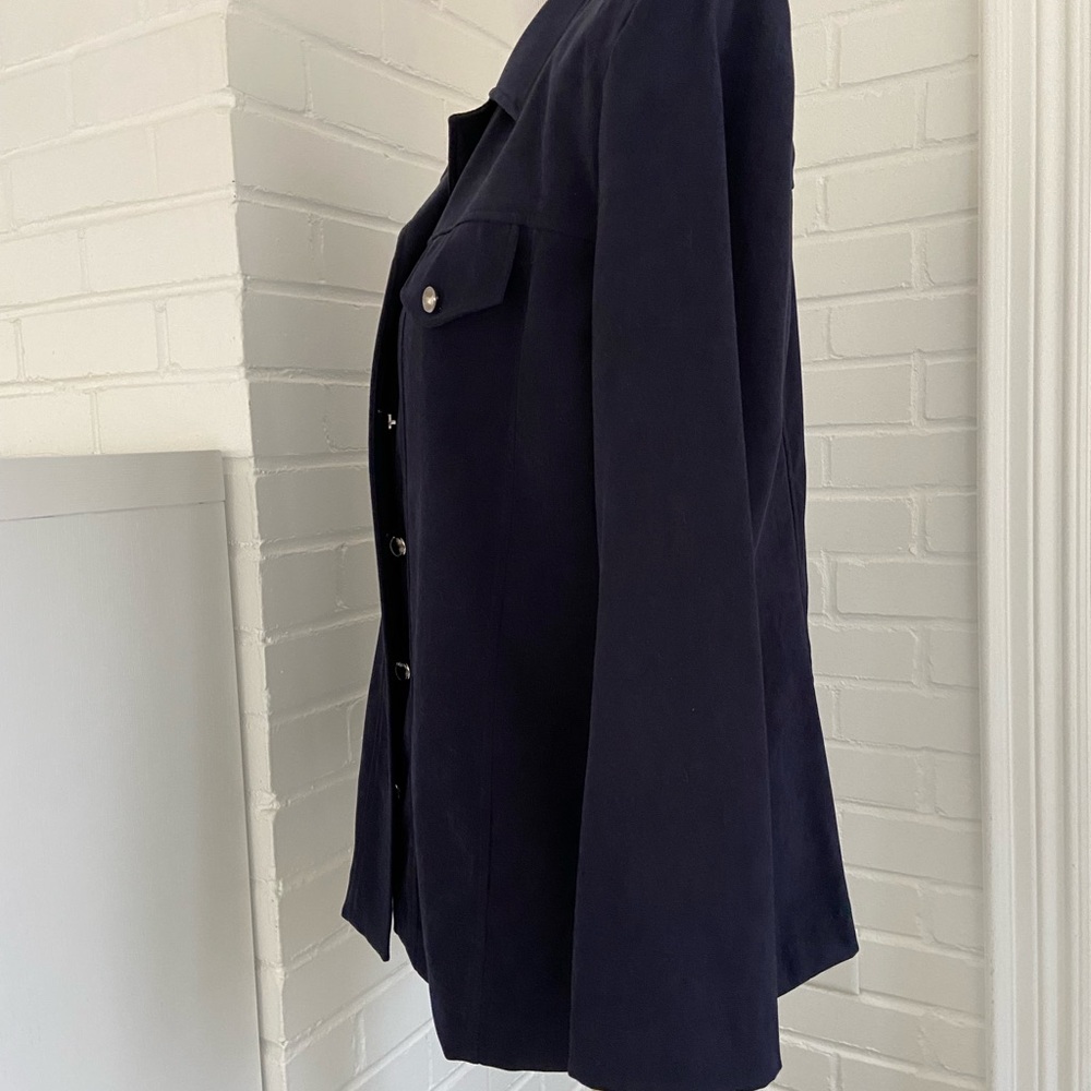 Women's Navy Blue Faux Ultra Suede Oversized  Shirt Size 14 - Picture 3 of 7